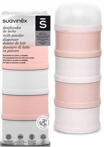 SUAVINEX Pojemnik za mleko v prahu Hygge roza 4 kos.