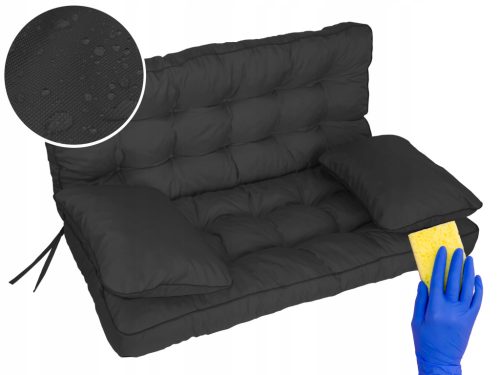 Blazina Vrtna Klop 120 cm Črna + 2 Podlogi
