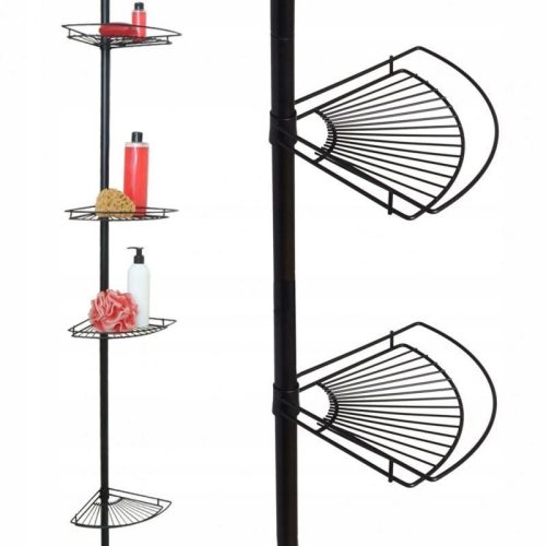 Najboljši kotni stenski regal za kopalnico YokaHome 276 x 28,8 x 21,5 cm - Črna