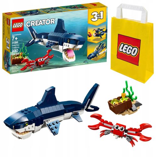 LEGO Stvaritve morja 3 v 1 31088 + Papirnata vrečka LEGO 6315786 rumena 24x8x18 cm