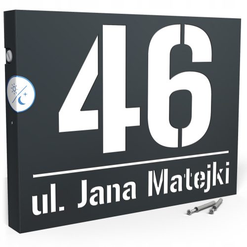 PODSWIETLANY NUMER NA DOM LED TABLICA 40x30 cm ANTRACIT