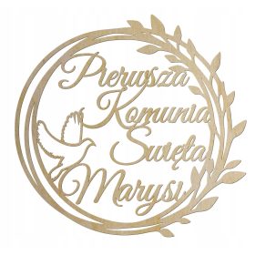   Komunijni venček iz lesa - Personalizirani spominek za posebno priložnost
