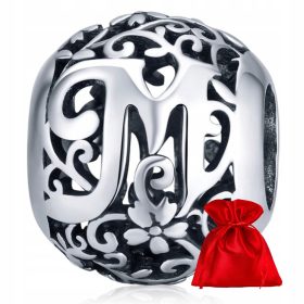 arobna Črka M Abecede z Obeski iz Srebra 925