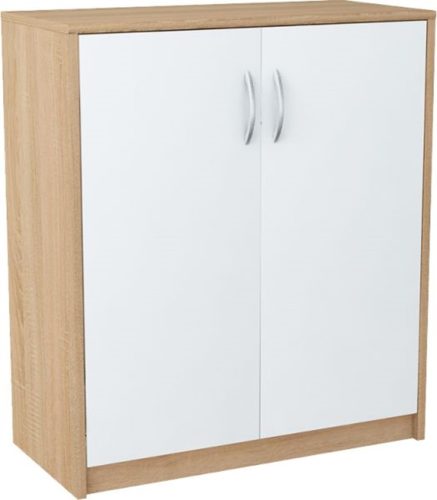 Komoda K2DBIAŁYSONOMA MATKAM 74,01 x 35 x 85 cm - Bela, mat sonoma hrast