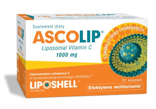 ASCOLIP® Liposomska Vitamina C 1000 mg z Okusom Limone in Pomaranče - 30 Saszetek
