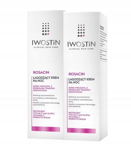 IWOSTIN ROSACIN Pomirjevalna Nočna Krema za Kožo z Rozaceo, 40 ml