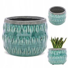 Zelena keramična prevleka za rastline in zelišča Ø12 cm