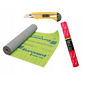   Eurovent izolacijska folija 50 x 1,5 x 0,5 mm 135 g/m² + NOŽ Z REZILOM ZA LOMLJENJE 18MM UNIVERZALEN