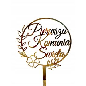 TOPPER ZA TORTO PRVA SVETA OBMENICA Z ZLATIM IZPISOM