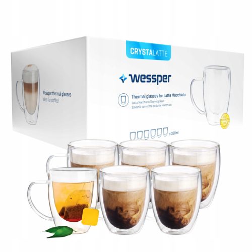 Wessper CrystalLatte kozarci 350 ml 6 kosov