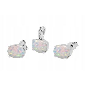 Srebrni komplet s pozlačenim opalom za vrat in ušesa! !!!