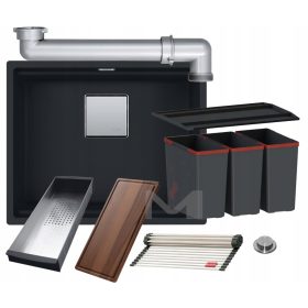   Franke Kanon Granitno Pomivalno Korito Oniks + Set Košar 3 Kosi 14,5 l
