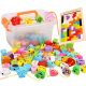  PERLE LESENE KOCKE ZA NIZANJE MONTESSORI IZOBRAŽEVALNI VELIK SET