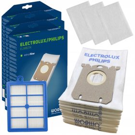   Slovenian name: 12x VREČKE ZA SESALNIK ELEKTROLUX PHILIPS AEG PowerForce + HEPA FILTER

SEO-optimized description:
Worki za sesalnik Electrolux/Philips/AEG + Hepa filter zagotavljajo visoko učinkovito