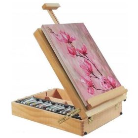   VELIKI KOMPLET ZA SLIKANJE ZE S PERNIKAMI, BARVAMI, KOVČKOM, ČOPIČI