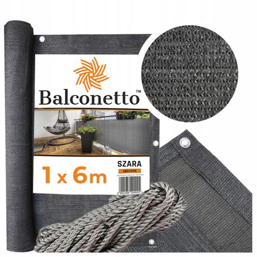 Balkonska prevleka Balconetto, siva (grafit) 100 x 600 cm UV stabilizacija