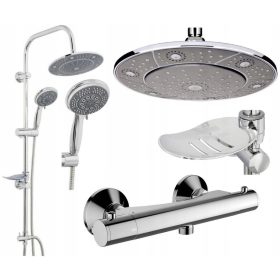   Eleganca Slim kromirana tuš armatura + nadometna tuš garnitura Invena Socho