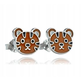 Srebrni ročno izdelani uhani tigra mačka