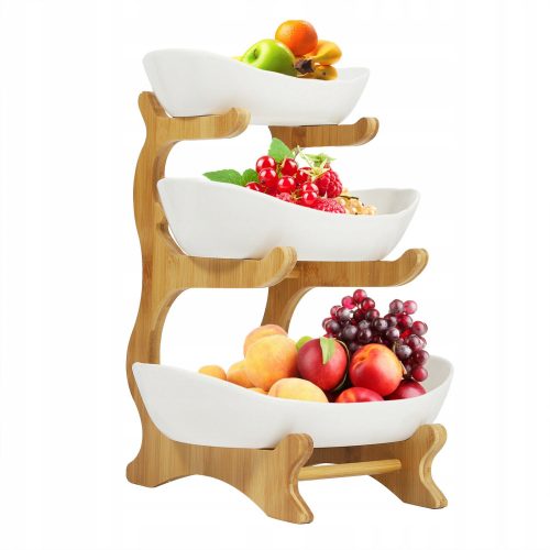 Patera Keramična za Sadje 3 Nadstropna Bela KP0876 28 cm