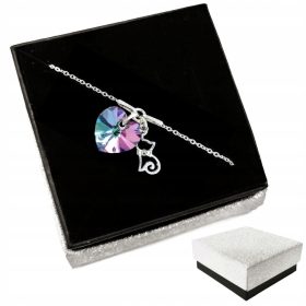 Srebrna mačja zapestnica Mucek z mačjim srčkom 925