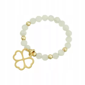 Zlata deteljica Prstan 585 z obeskom