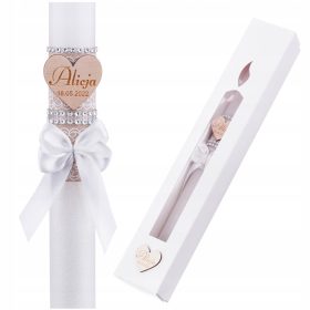 Krasna krstna sveča za krst, obhajilo, gravura + etui