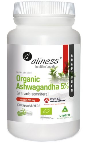 Aliness Organic Ashwagandha 5% Ekstrakt 200 mg - 100 Kapsul