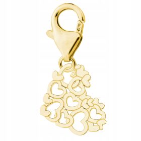 Zlato srce v srcu obesek, srebro 925