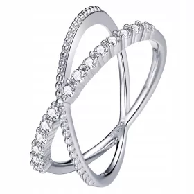 Srebrni dvojni prstan s cirkonijo 925