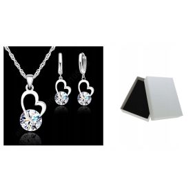 SREBRNI VERIŽNIK Z OBESKOM SRČEK + UHANI