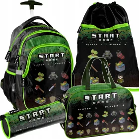 VEČNIVOJSKI ŠOLSKI NAHRBTNIK PASO, ČRNO-ZELENA, 30 L