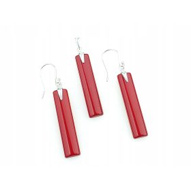   Srebrni komplet z rdečimi češkimi Jablonek kamni, srebro 925