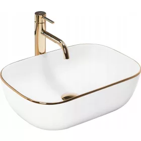 Pravokotni keramični umivalnik REA Belinda Gold Edge