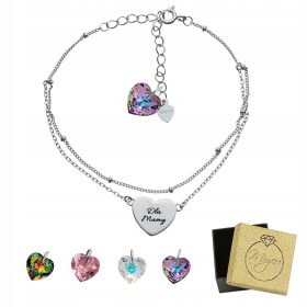 Srebrna zapestnica s srcem in gravuro 925