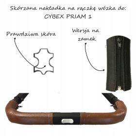  Usnjena prevleka za ročaj za otroški voziček Cybex Priam 1, izvedba na zadrgo
