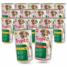   MOKRA KARMA ZA PSA - SUPER ZESTAW Z MESOM GOVEDINA IN PIŠČANEC - 16x1240G