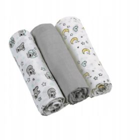 BEBIJO Muslinaste plenice 70x70cm sive (3 kosi)