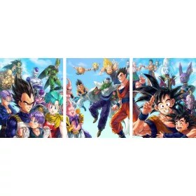   Stenska slika Zgodovina Dragon Ball - 3x Premium Triptih 50x70 cm