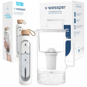    Wessper D2 Borosilicate Aquaclassic filter vrč 3,3 l bel + steklenica Wessper 1000 ml