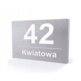 Osvetljena hišna številka LED 40x30 cm SREBRNA 12V