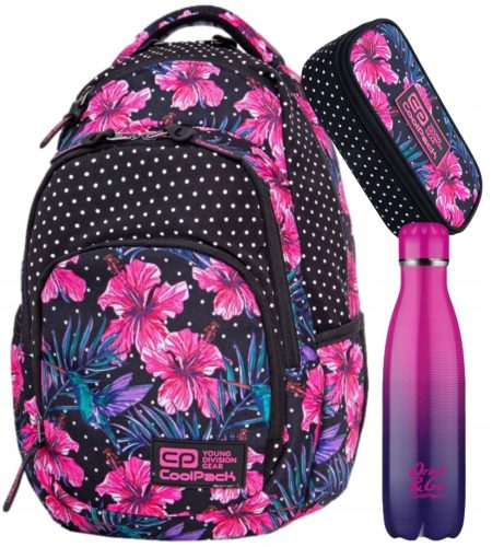 Mladinski nahrbtnik CoolPack Vance Blossoms + Piórnik CoolPack Campus XL + Bidon
