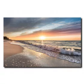   Sončni zakladi: Slika za dnevno sobo s sončnim zahodom, plažo in morjem, dimenzij 80x120 cm