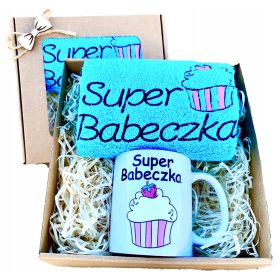   Darilo za rojstni dan "Super Babica" s skodelico in brisačo