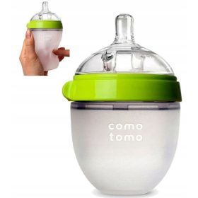   Comotomo Antikolkovka Silikonska Steklenica 150 ml - MOM'S BREAST NEWBORN GREEN