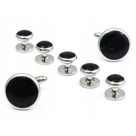 Srebrni set za smoking - spinki za manšete in gumbi