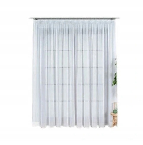 FIRANA IZ VOILE BELE BARVE VIŠINE 270 x 600 CM S TRAKOM ZA GUBANJE