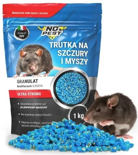 ZELO MOČAN STRUP ZA PODGANE IN MIŠI ZRNCA BRODIFACUM NO PEST 1KG