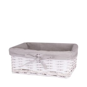Bela pletena košara za perilo s sivimi odtenki