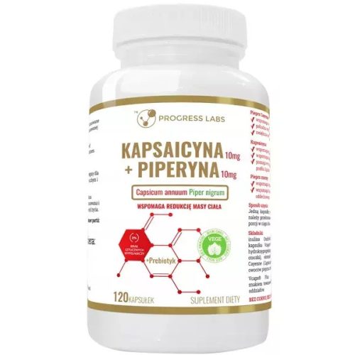 PROGRESS LABS Kapsaicin + Piperin: Dodatek za Podporo Pri Hujšanju, 120 kapsul
