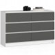 Elegantna komoda za dnevno sobo Akord K120 6SZ 120 x 40 x 77 cm v mat beli barvi, idealna za sodoben dom. Ta funkcionalna komoda je del sistema CLP, ki omogoča enostavno kombiniranje z drugimi kosi po